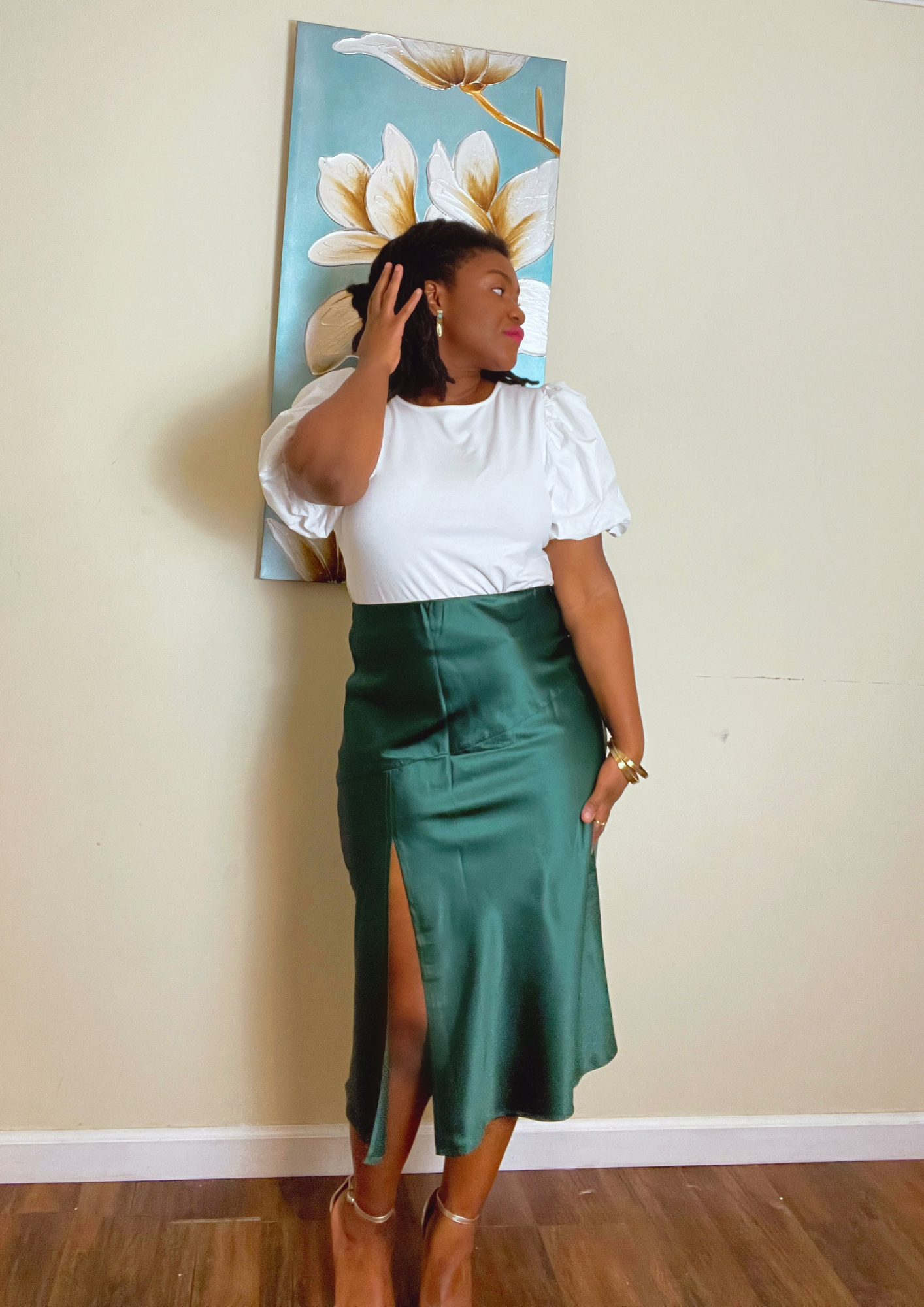 Celine Satin Midi Skirt
