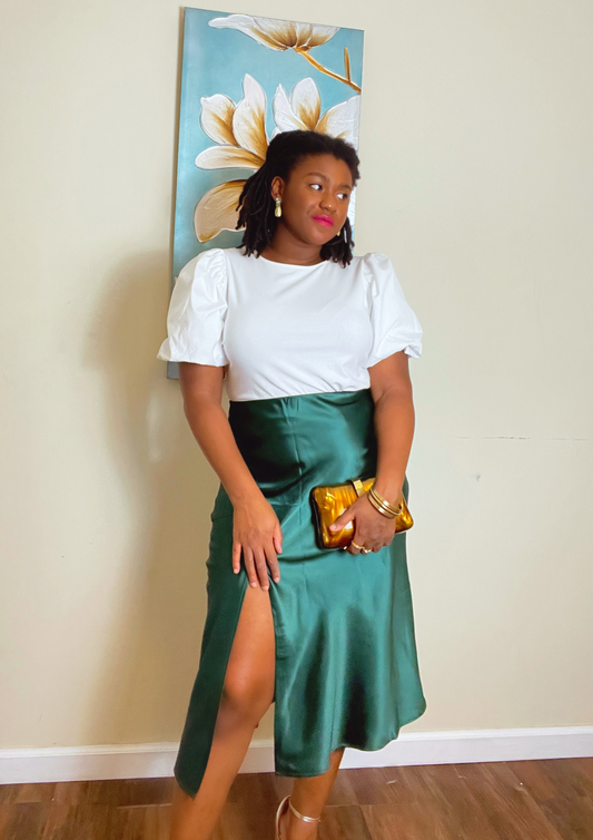 Celine Satin Midi Skirt