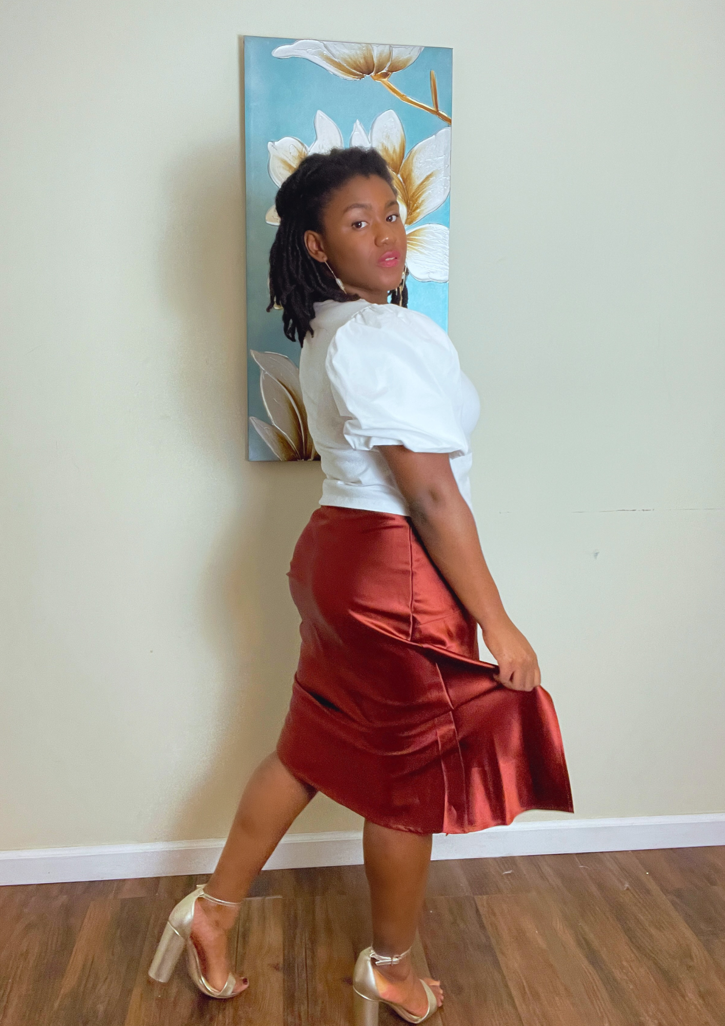 Celine Satin Midi Skirt
