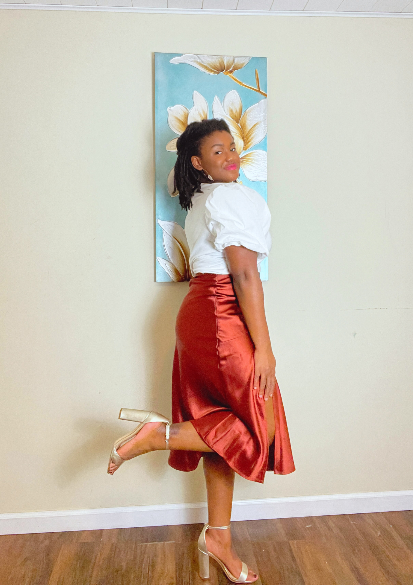 Celine Satin Midi Skirt