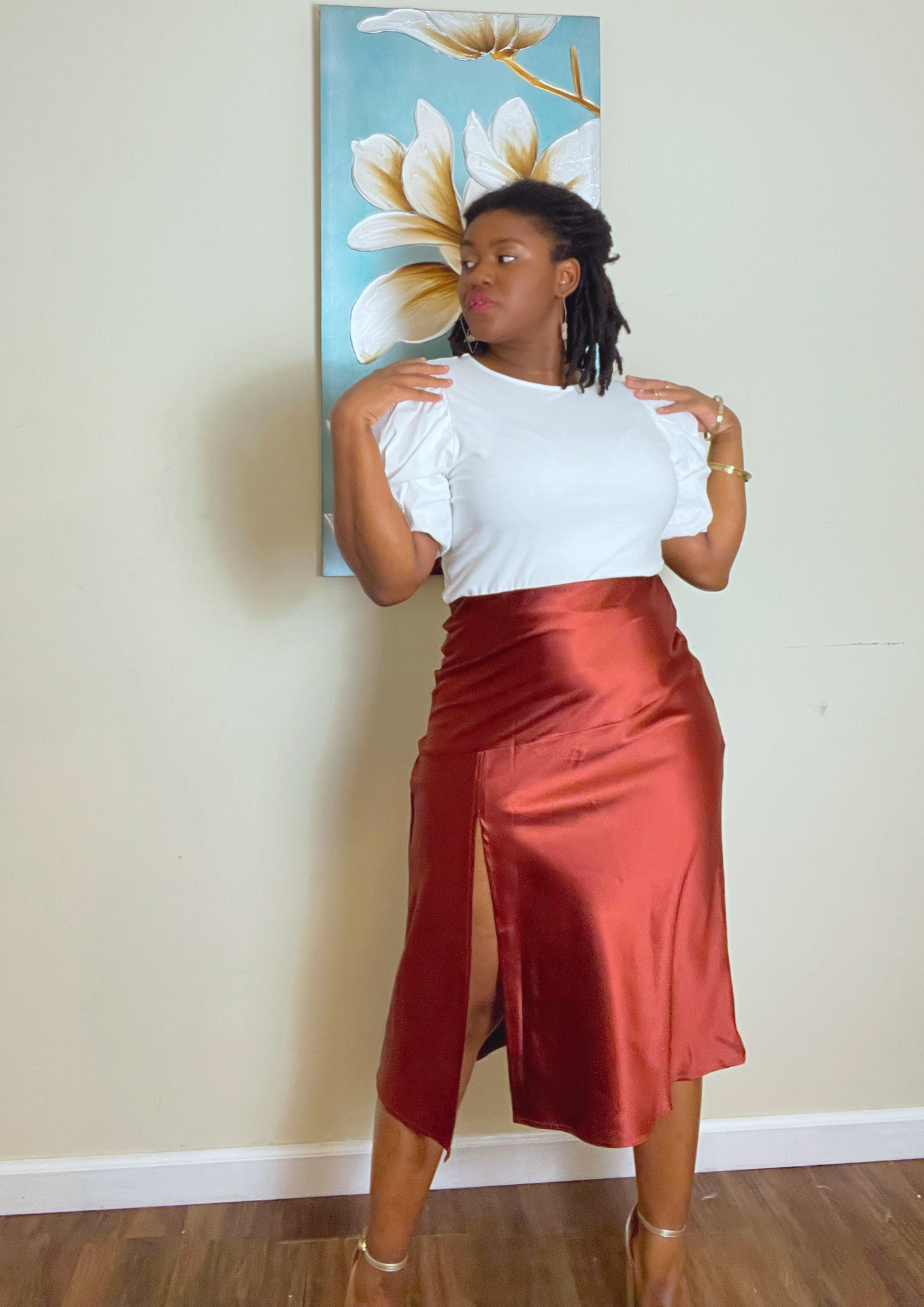 Celine Satin Midi Skirt