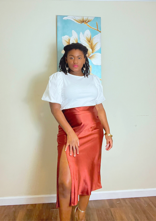 Celine Satin Midi Skirt